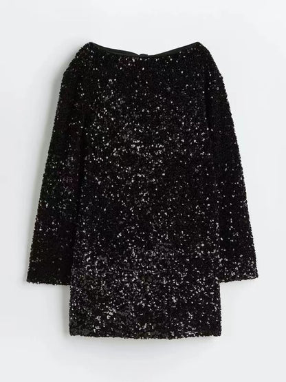 SEQUIN TIE MINI DRESS